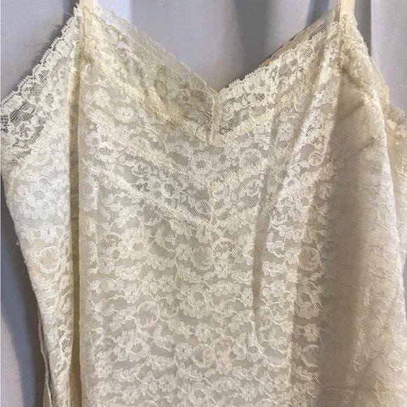 Vintage 60s Ivory Lace Slip Dress Made in USA S - Picture 6 of 13